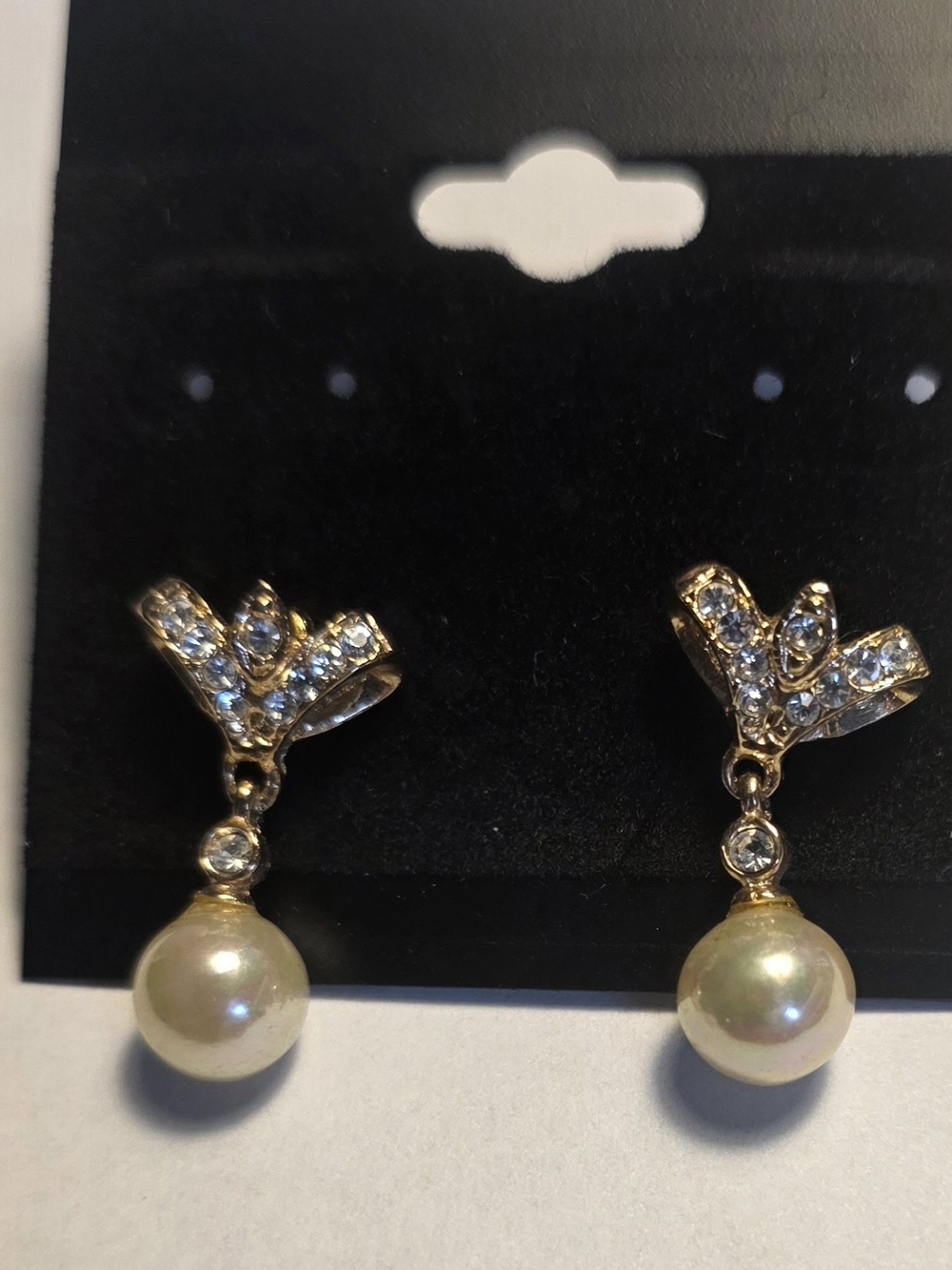 Elegant gold-tone crown drop earrings. Wedding Earrings.